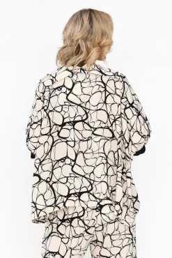 Sleeved Tops<Tirelli Zanna Cream Abstract Cowl Neck Top