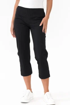 Pants<Orientique Zara Black Cotton Cropped Stretch Pant