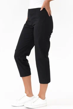 Pants<Orientique Zara Black Cotton Cropped Stretch Pant