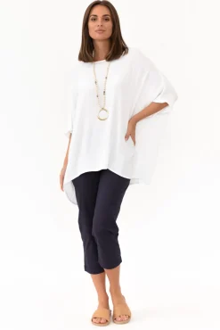 Pants<Orientique Zara Navy Cotton Cropped Stretch Pant