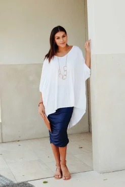 Skirts<Bamboo Villa Zeehan Navy Bamboo Ruched Skirt