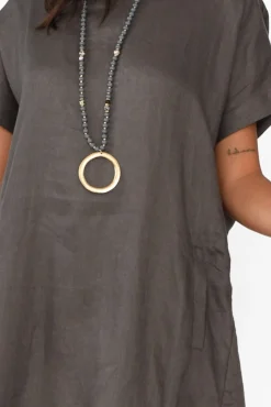 Linen Dresses<Tirelli Zeffie Charcoal Linen Pocket Dress