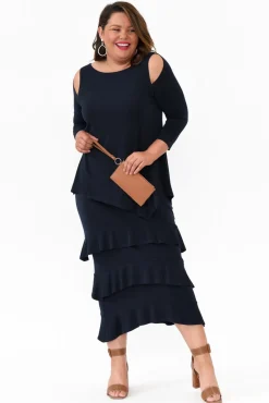 Skirts<Illium Zella Navy Tiered Frill Skirt