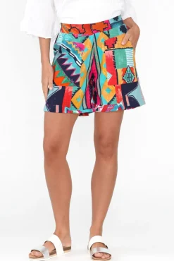 Shorts<Orientique Zio Blue Abstract Organic Cotton Shorts
