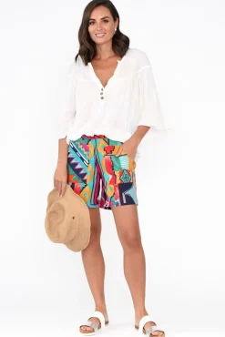 Shorts<Orientique Zio Blue Abstract Organic Cotton Shorts
