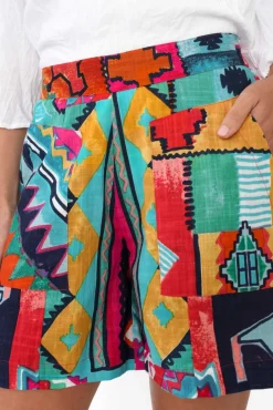 Shorts<Orientique Zio Blue Abstract Organic Cotton Shorts