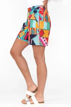 Shorts<Orientique Zio Blue Abstract Organic Cotton Shorts
