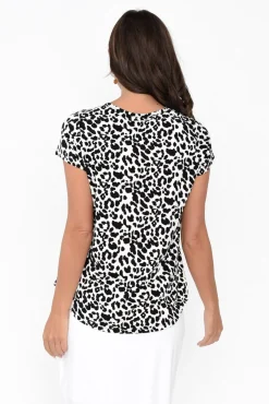 Sleeved Tops<Bamboo Whispers Zoella Black Leopard Bamboo Tee