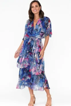 Midi Dresses<L'amore Zula Blue Blossom Layer Dress