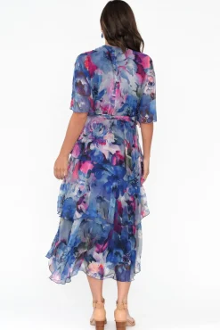 Midi Dresses<L'amore Zula Blue Blossom Layer Dress