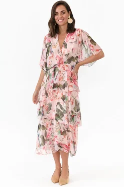 Midi Dresses<L'amore Zula Blush Garden Layer Dress