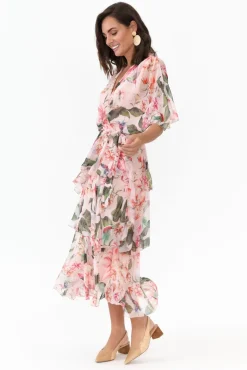 Midi Dresses<L'amore Zula Blush Garden Layer Dress
