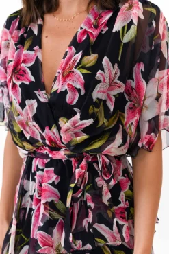 Midi Dresses<L'amore Zula Navy Floral Layer Dress