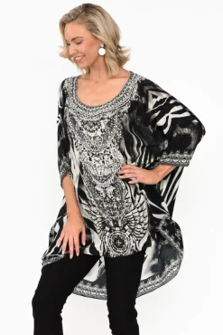 Sleeved Tops<Fashion Spectrum Zulu Black Silk Drape Top