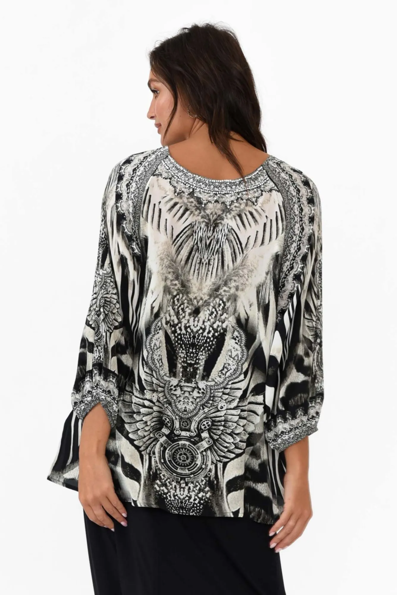 Sleeved Tops<Fashion Spectrum Zulu Black Silk Gypsy Top