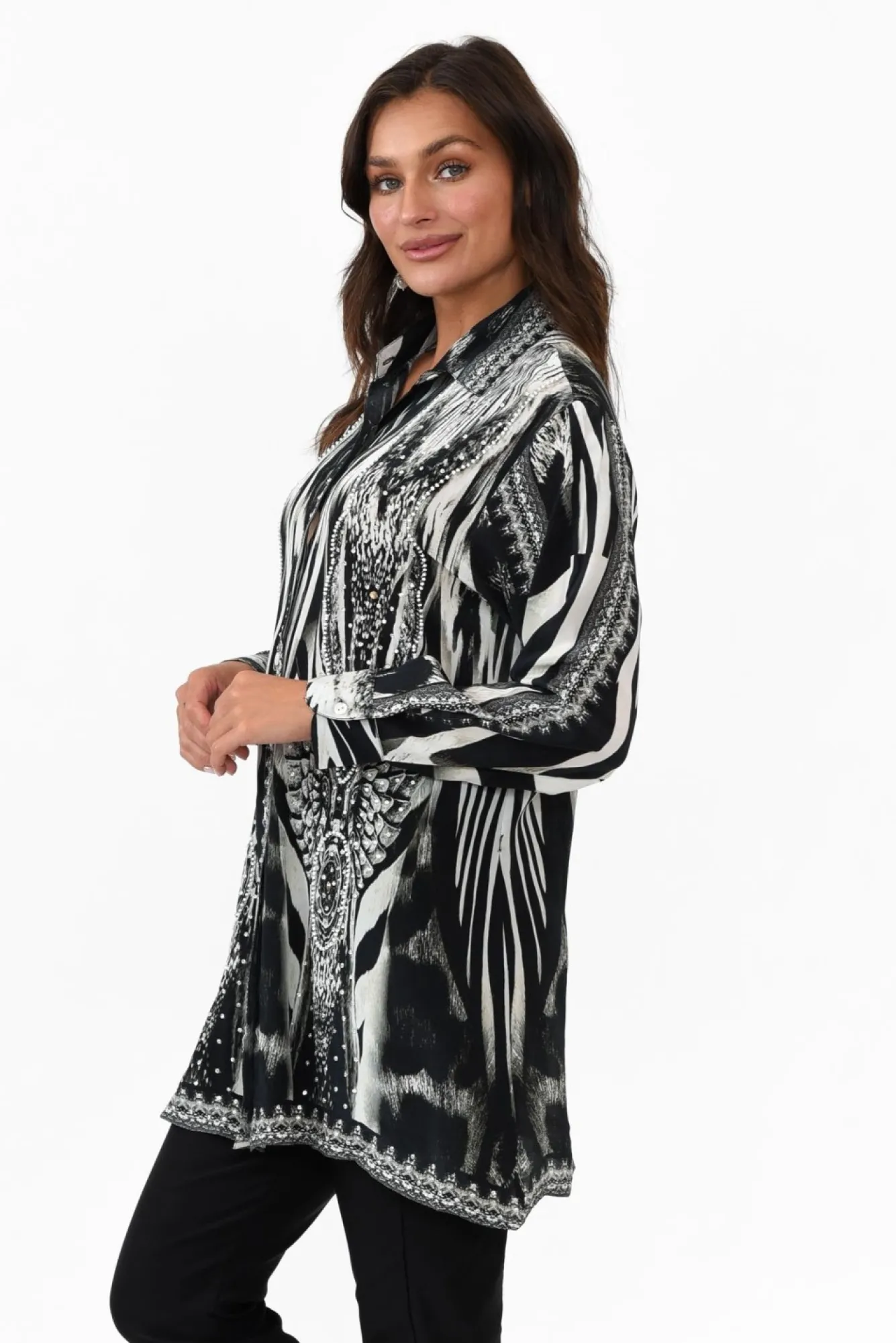 Shirts<Fashion Spectrum Zulu Black Silk Resort Shirt