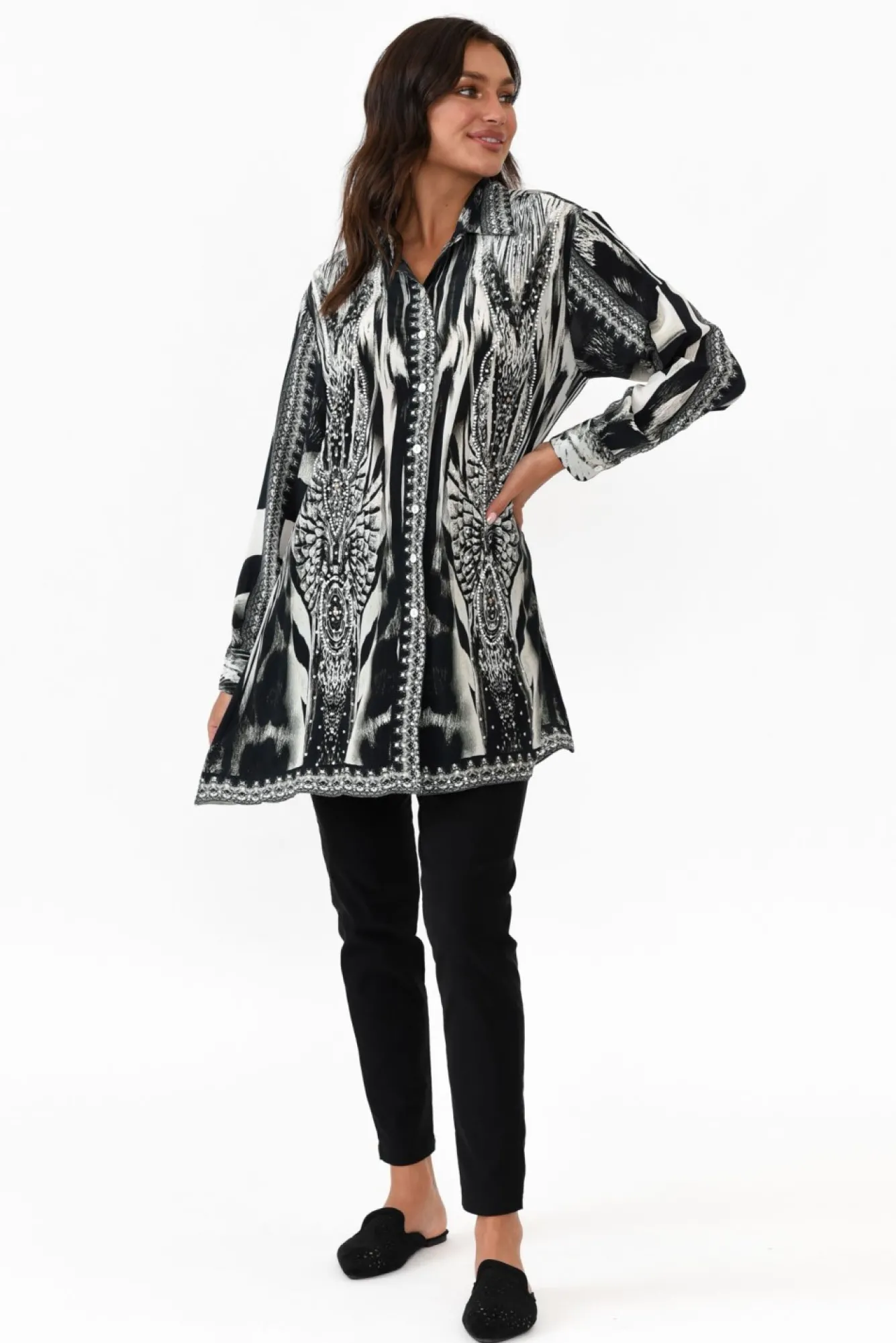 Shirts<Fashion Spectrum Zulu Black Silk Resort Shirt